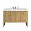 James Martin Vanities Hudson 48in Single Vanity, Light Natural Oak w/ 3 CM Ethereal Noctis Top 435-V48-LNO-3ENC